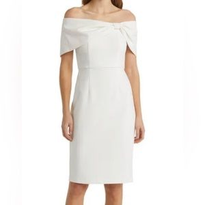 Vince Camuto White Off The Shoulder Bow Dress